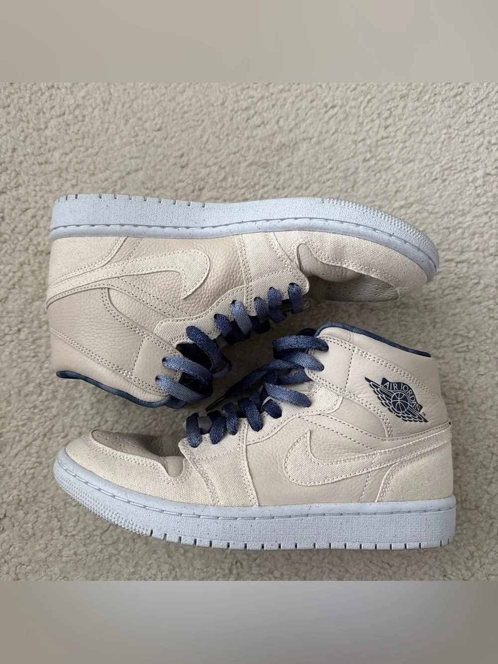 Nike Women’s High-Top Sneakers in Cream with Navy Accents
